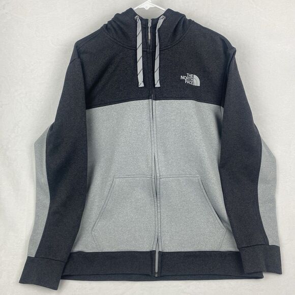 The North Face Zip Sweater Mens Extra Large Gray Logo Hooded Sweatshirt Casual - Picture 1 of 13